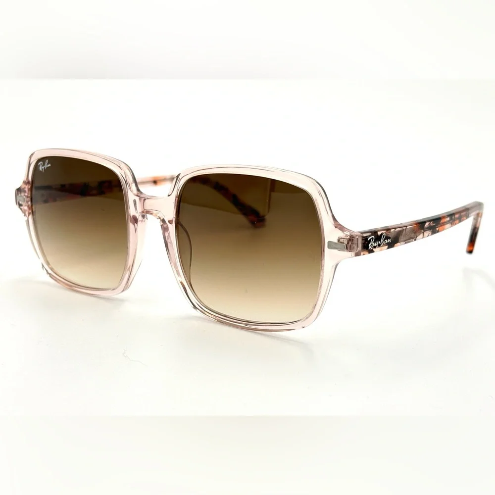 Ray-Ban 1281/51 Sunglasses transparent Brown Large Square Frame Rb1973 - Picture 4 of 12